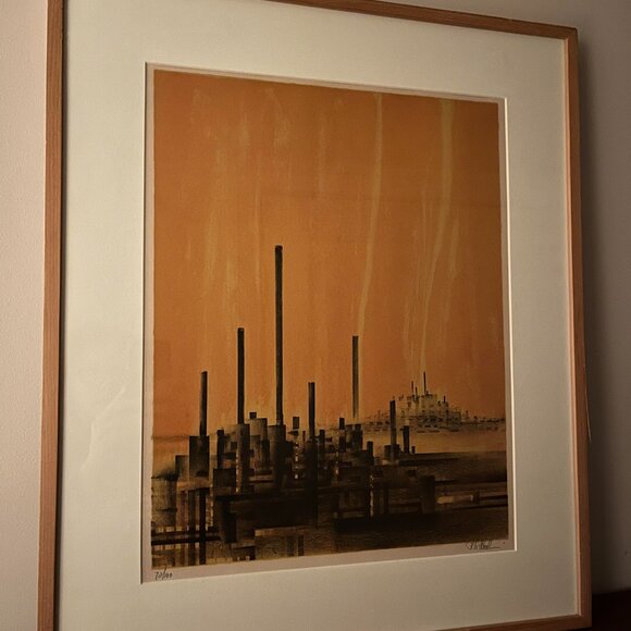 Signed Lithograph 'Factory Fire' by Richard Florsheim - Picture 7 of 8